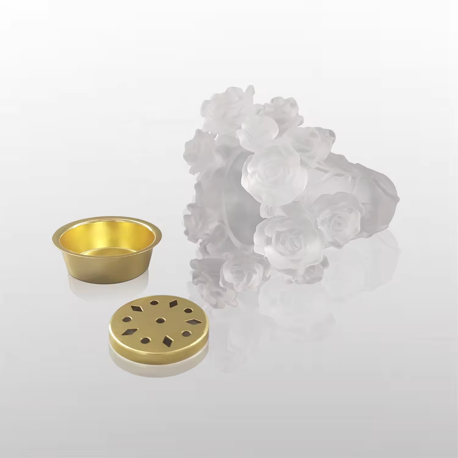 Favourable Price High Quality Crystal Carving Crafts Rose Crystal Incense Burner Modern Bakhoor Burner