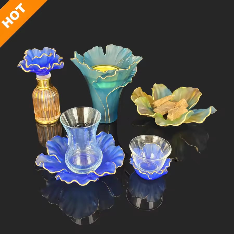 Middle Eastern Style Orchid Shaped Crystal Flower burner Using Crystal Carving Techniques Can Be Used For Home Decor