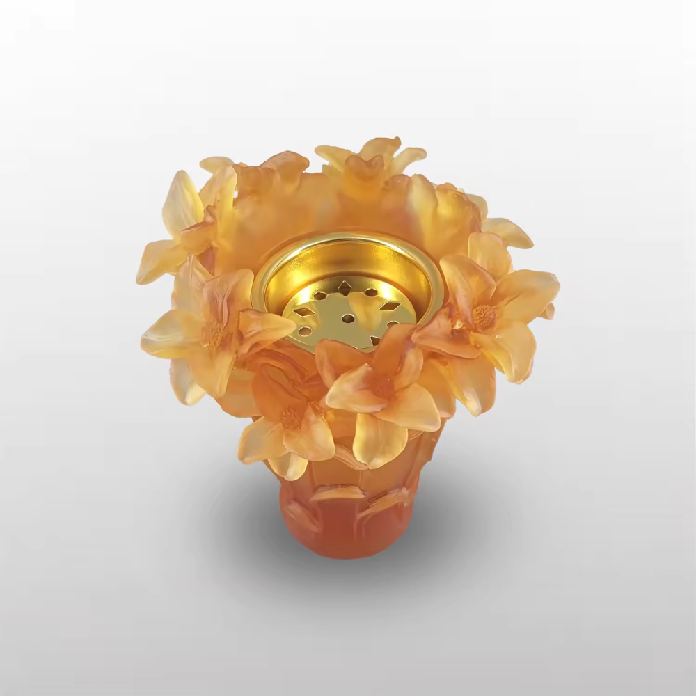Middle Eastern Style Orchid Shaped Crystal Flower burner Using Crystal Carving Techniques Can Be Used For Home Decor