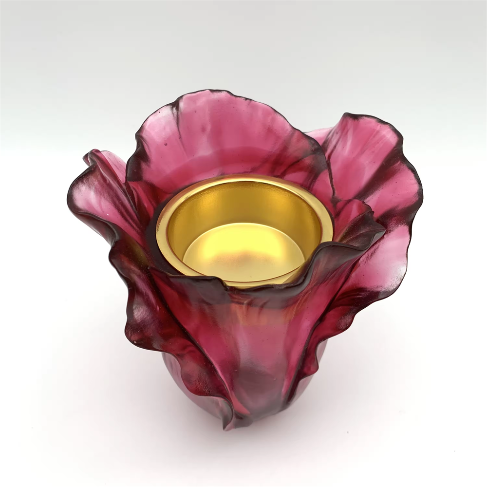 Handmade crystal poppy medkhan burner colorful crystal vase gift Liuli