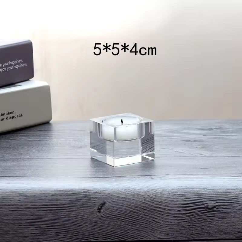 Manfactory Wholesale Custom Logo Size K9 Square 3D Lase Engraving Photo Printing Crystal Candlestick Glass Square Candle Holder
