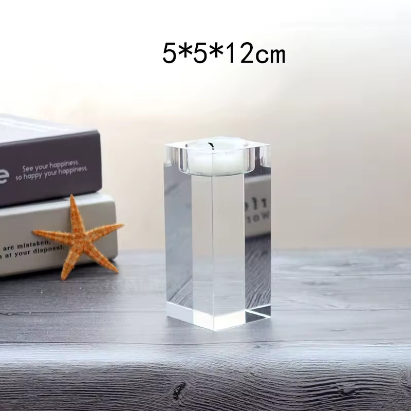 Hot Cheap Custom Logo Size Shape Modern Wedding Table Home Decoration Square Glass Clean Candlestick K9 Crystal Candle Holder
