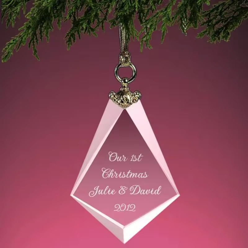 Wholesale Custom Shape Blank Crystal Glass Ornament Christmas Tree Decoration