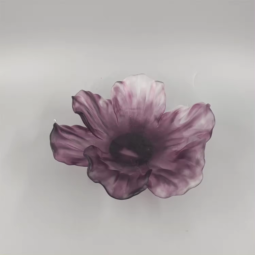 Factory Supply Multicolor Useful Handmade Crystal Tulip Fruit Bowl Plate Colorful Flower Crystal Vase Gift Liuli