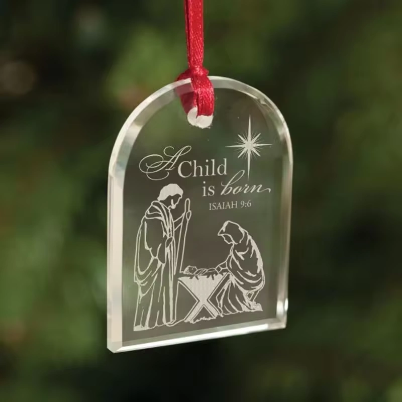 Wholesale Custom Shape Blank Crystal Glass Ornament Christmas Tree Decoration