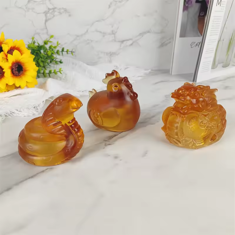 Wholesale Custom Bulk Crystal Craving Dragon Chicken Snake Hand Carved Crystal Animal Carvings