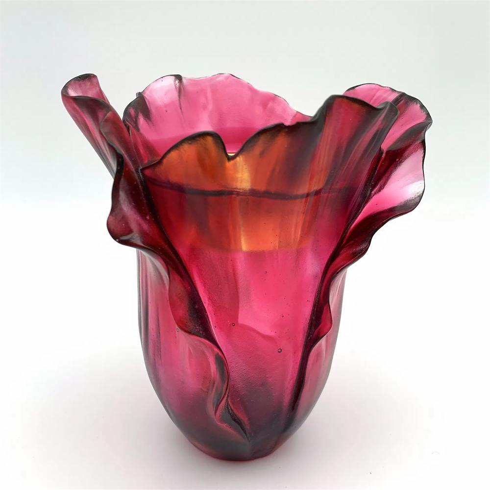 Handmade crystal poppy medkhan burner colorful crystal vase gift Liuli