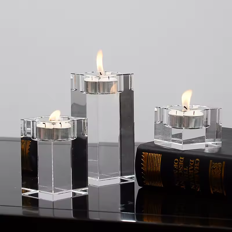 Custom K9 Crystal Candle Holders Stand Wedding Home Decor Candlestick Table Centerpieces