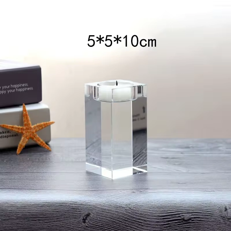 Hot Cheap Custom Logo Size Shape Modern Wedding Table Home Decoration Square Glass Clean Candlestick K9 Crystal Candle Holder