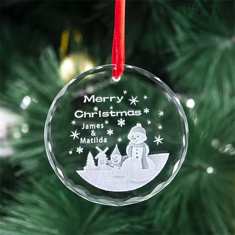 Wholesale Custom Shape Blank Crystal Glass Ornament Christmas Tree Decoration