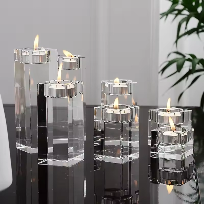 Custom K9 Crystal Candle Holders Stand Wedding Home Decor Candlestick Table Centerpieces
