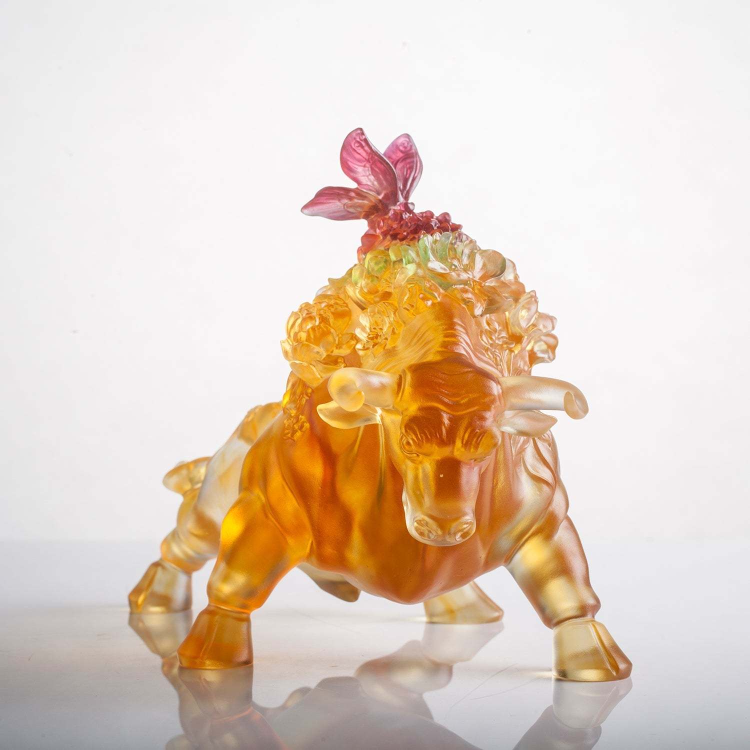 LIULI Crystal Art Year of the Ox Sign Step into Prosperity