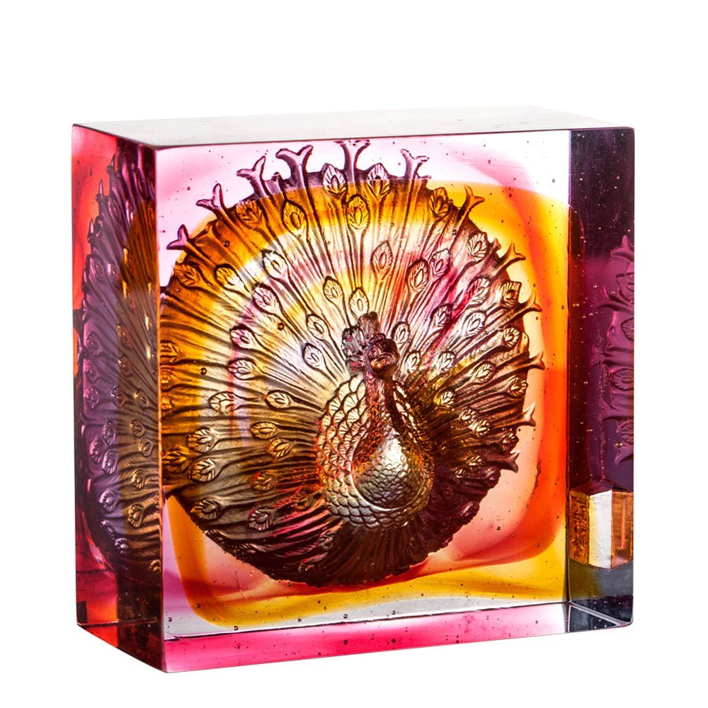 Crystal Paperweight, Peacock, A Radiant Heart