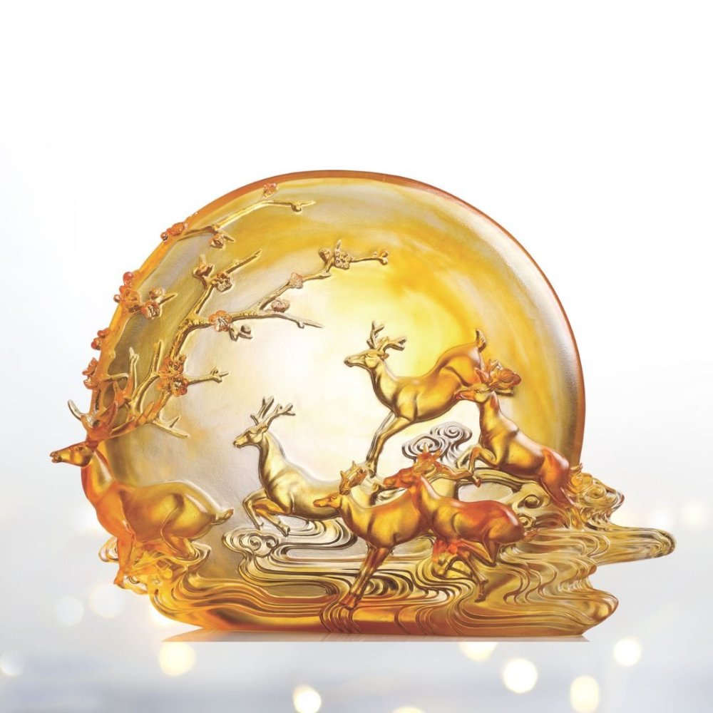 LIULI Crystal Deer Sculpture Song of Triumph