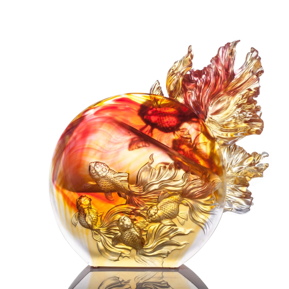 Crystal Sculpture, Goldfish, In Celebration
