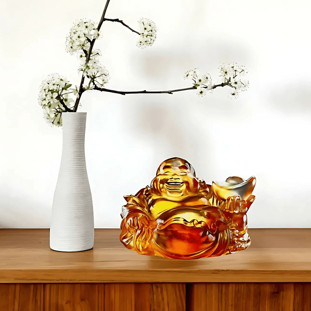 Crystal Buddha, Happy Belly Buddha, Come Joy and Fortune (Light Amber)