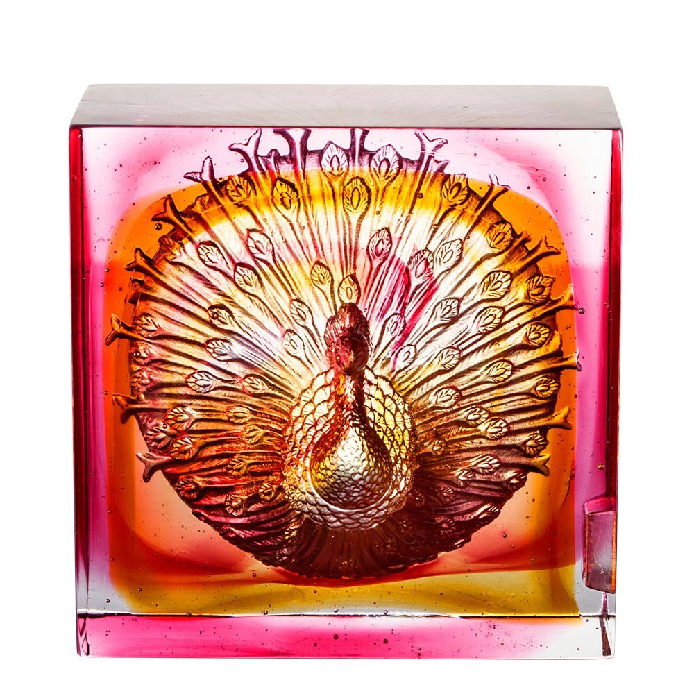 Crystal Paperweight, Peacock, A Radiant Heart