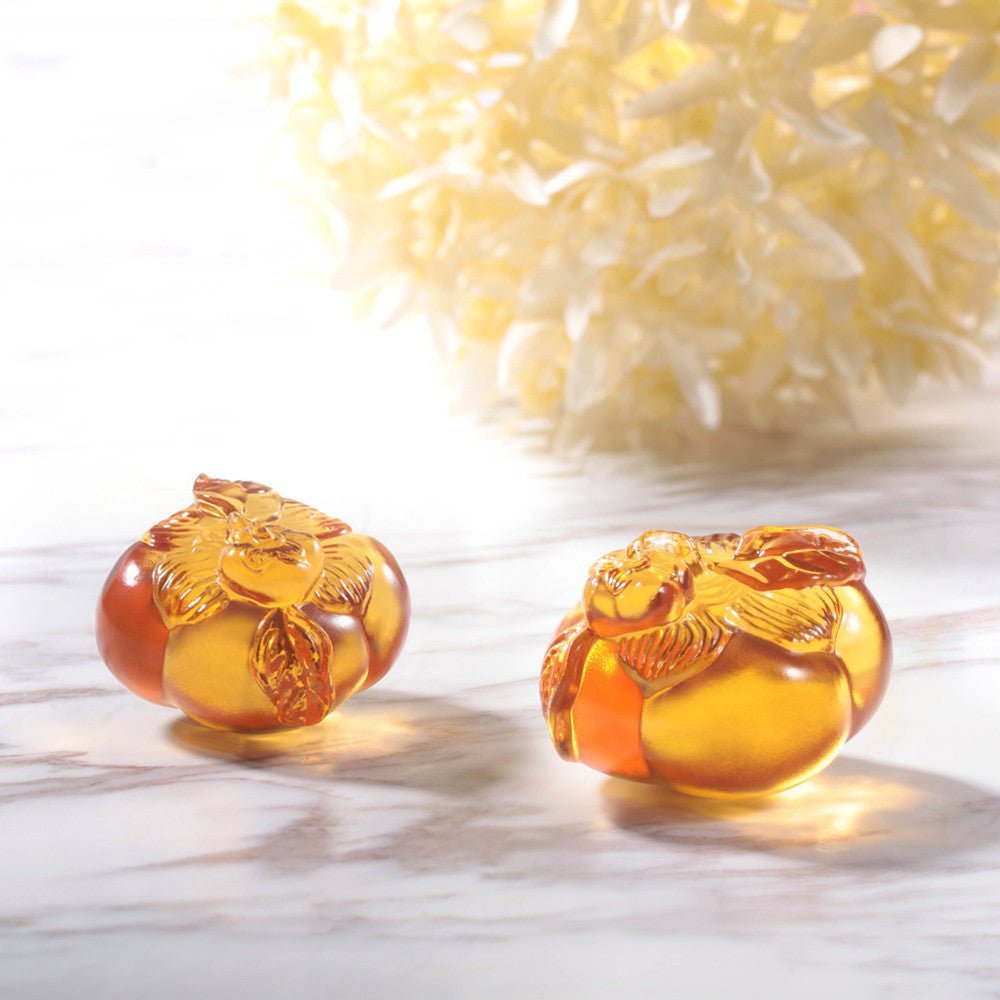 Crystal Paperweight, Feng Shui, Persimmon, Good Things Come in Pairs