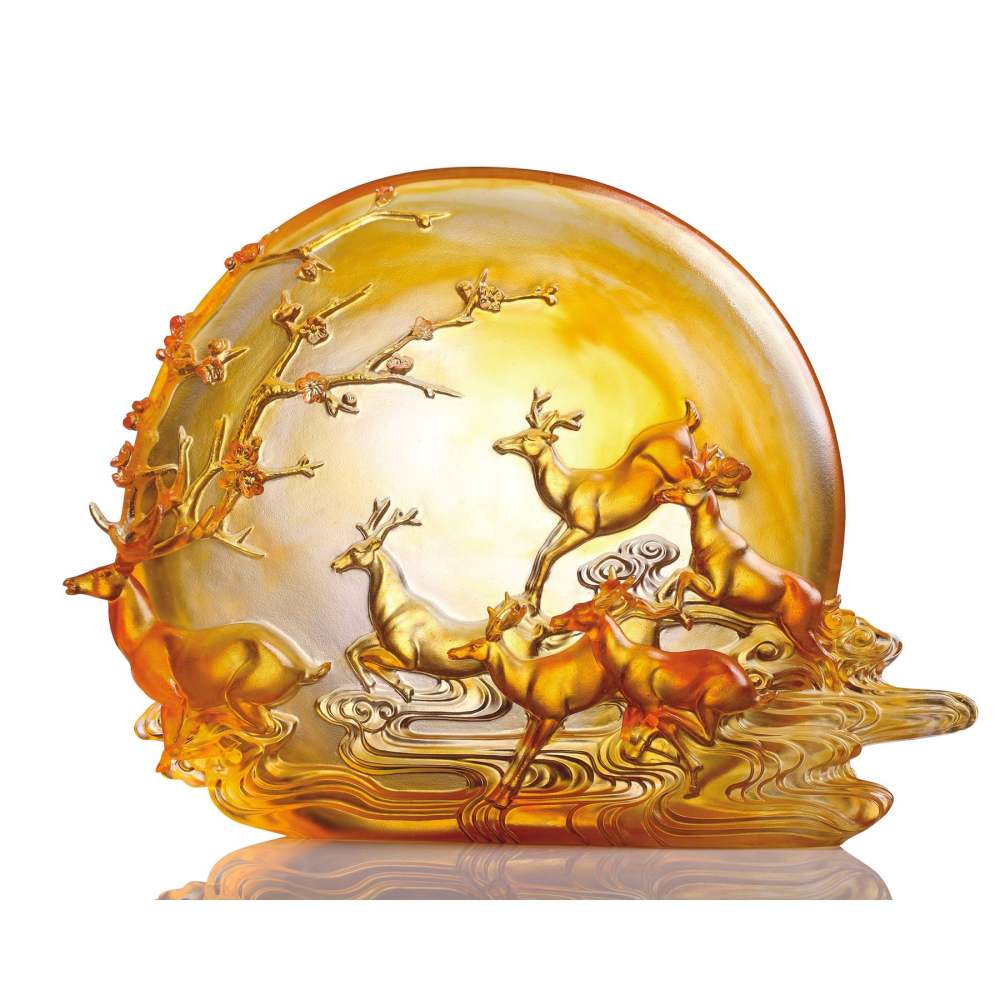 LIULI Crystal Deer Sculpture Song of Triumph