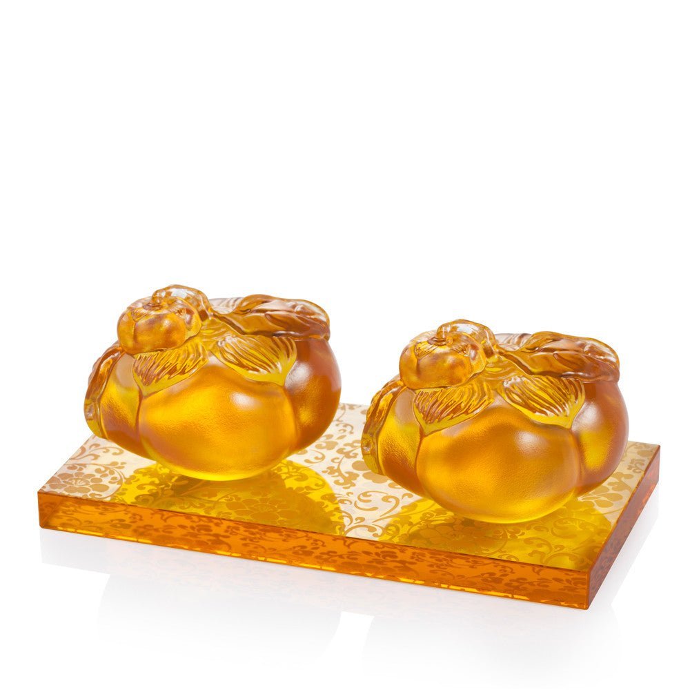 Crystal Paperweight, Feng Shui, Persimmon, Good Things Come in Pairs