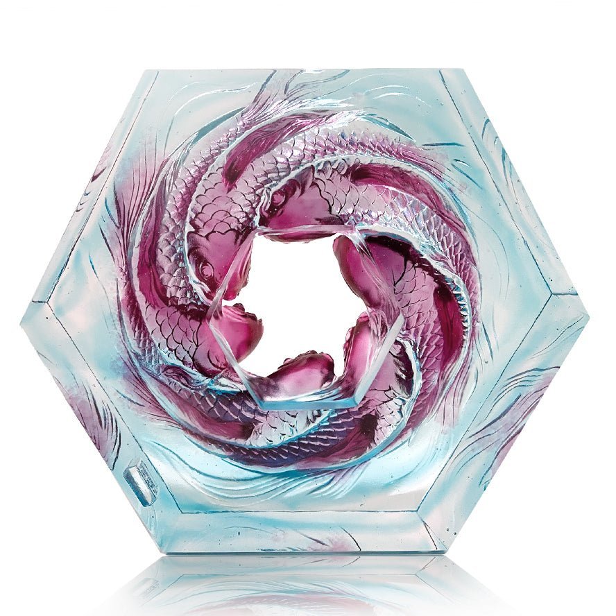 LIULI Crystal Art, Crystal Koi Fish Sculpture, Roiling Waters