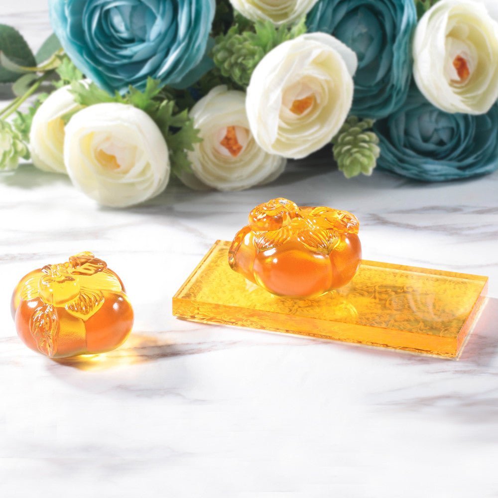 Crystal Paperweight, Feng Shui, Persimmon, Good Things Come in Pairs