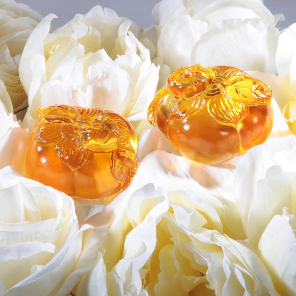 Crystal Paperweight, Feng Shui, Persimmon, Good Things Come in Pairs