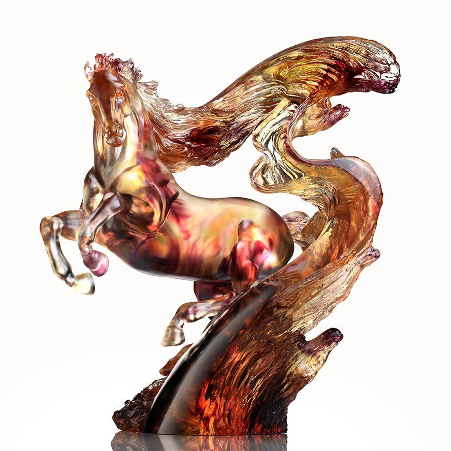 LIULI Crystal Art Horse Sculpture Accomplished (Amber/Purple Clear)