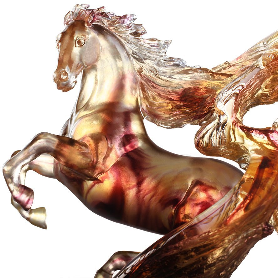 LIULI Crystal Art Horse Sculpture Accomplished (Amber/Purple Clear)