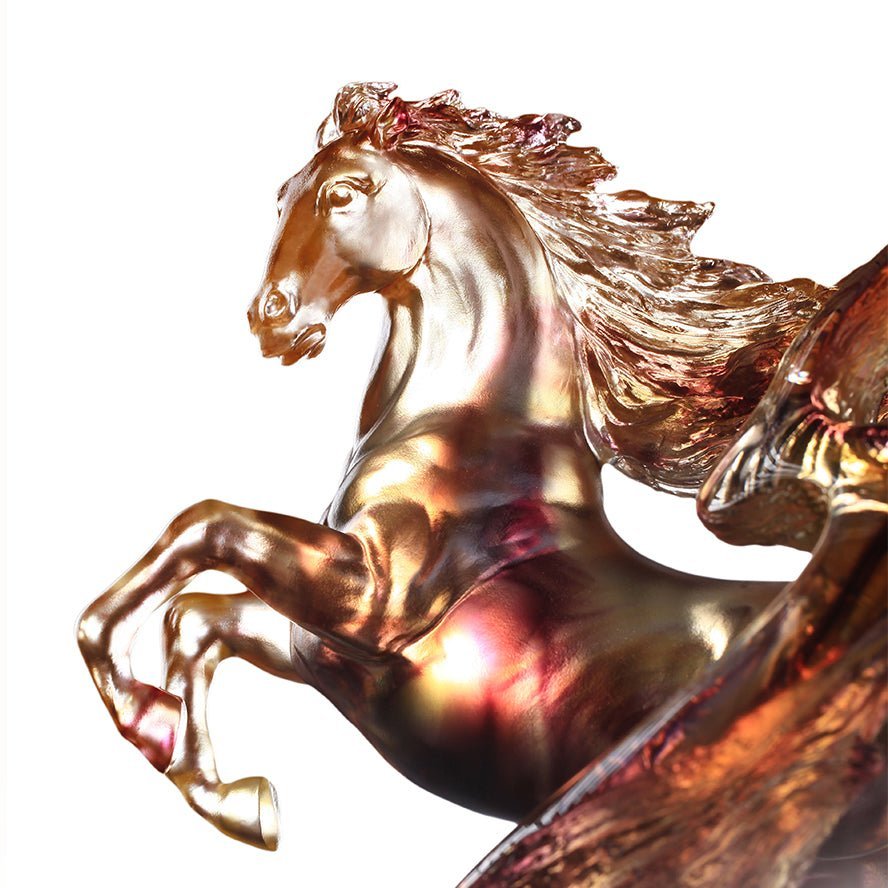 LIULI Crystal Art Horse Sculpture Accomplished (Amber/Purple Clear)