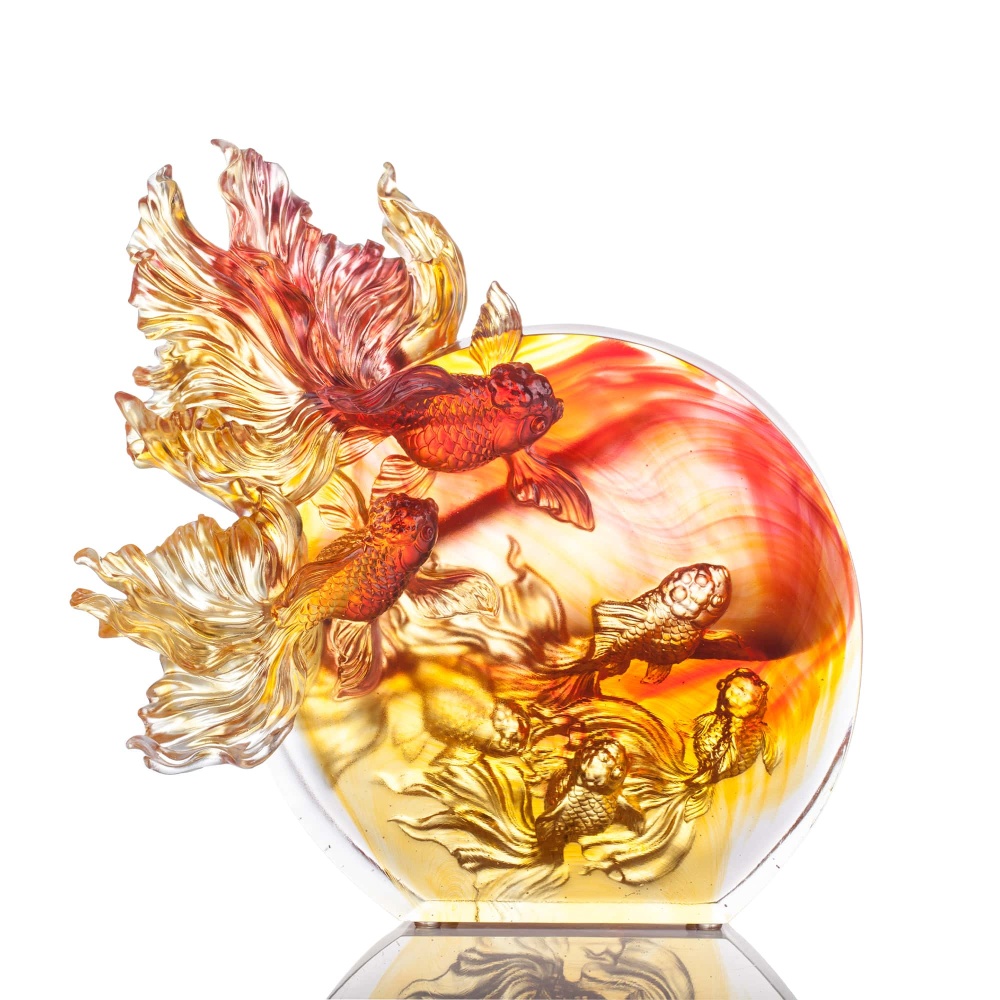 Crystal Sculpture, Goldfish, In Celebration