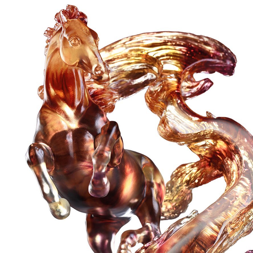 LIULI Crystal Art Horse Sculpture Accomplished (Amber/Purple Clear)