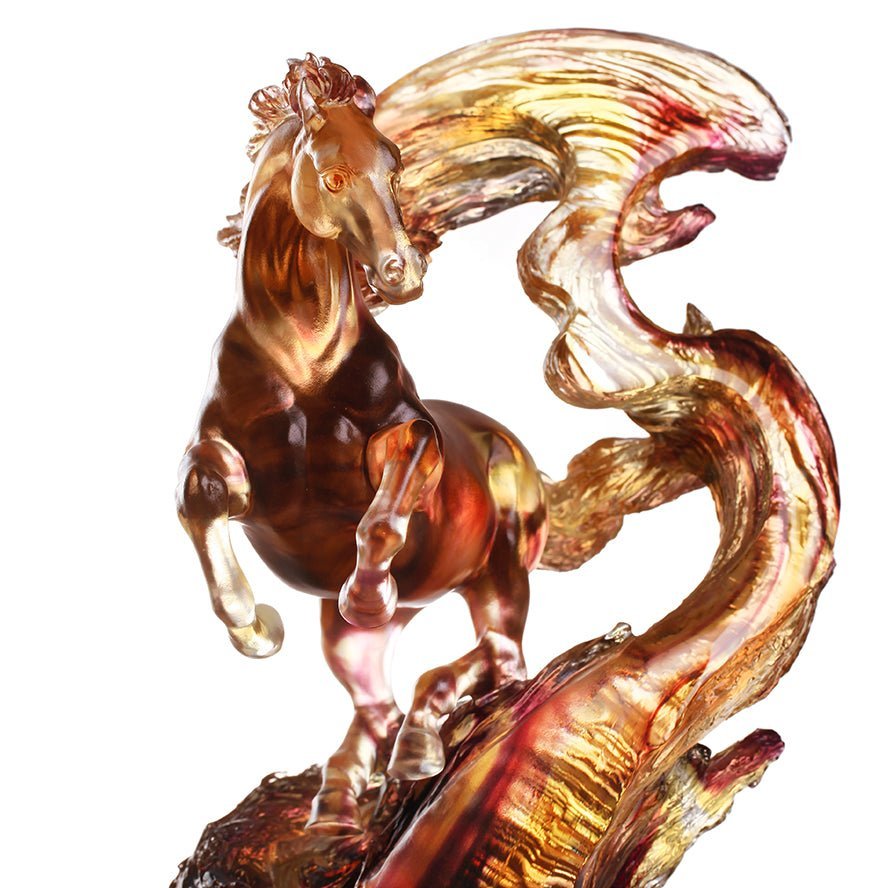 LIULI Crystal Art Horse Sculpture Accomplished (Amber/Purple Clear)