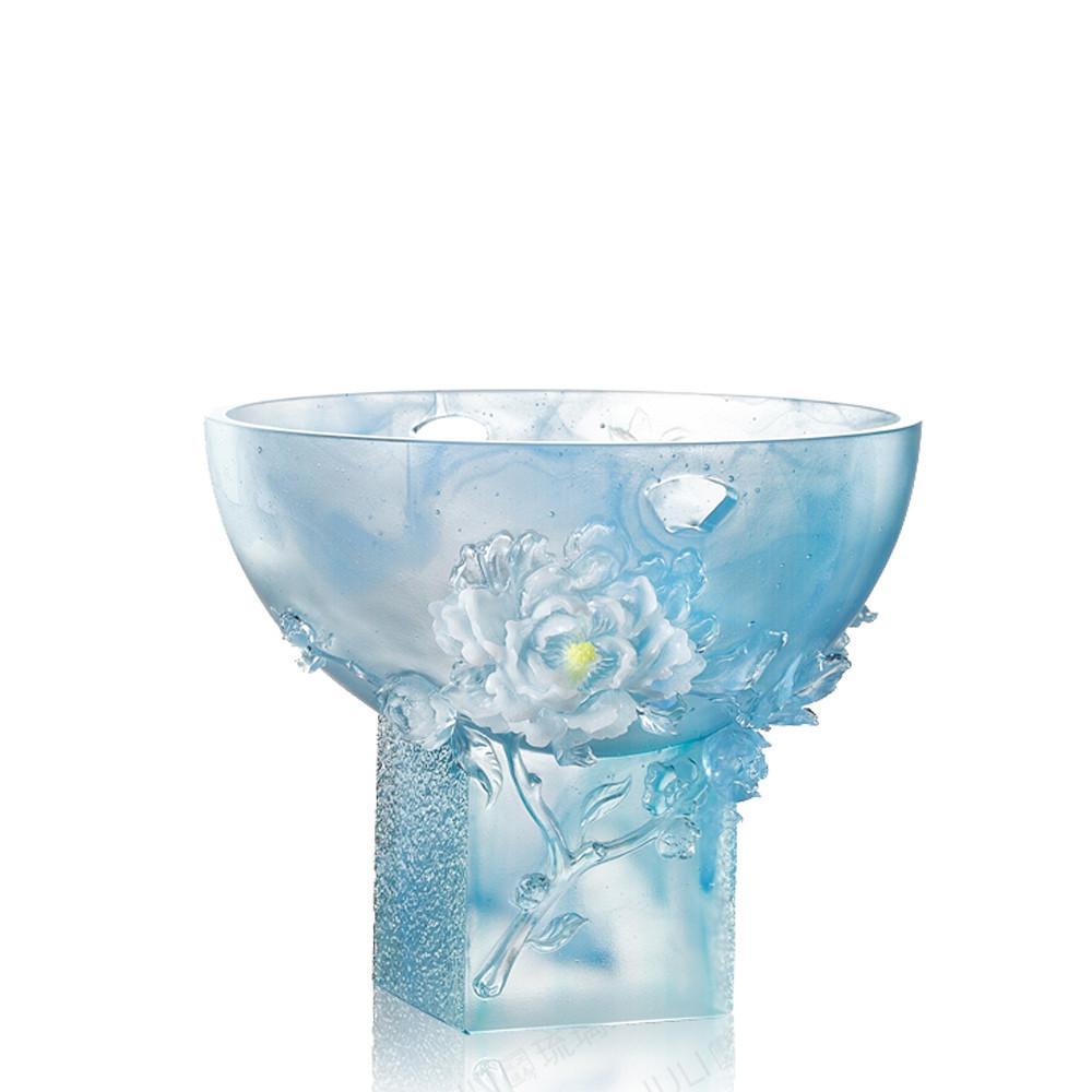 Crystal Floral Vase, Peach Blossom, Embodiment of Beauty - Lush Peach Blossom