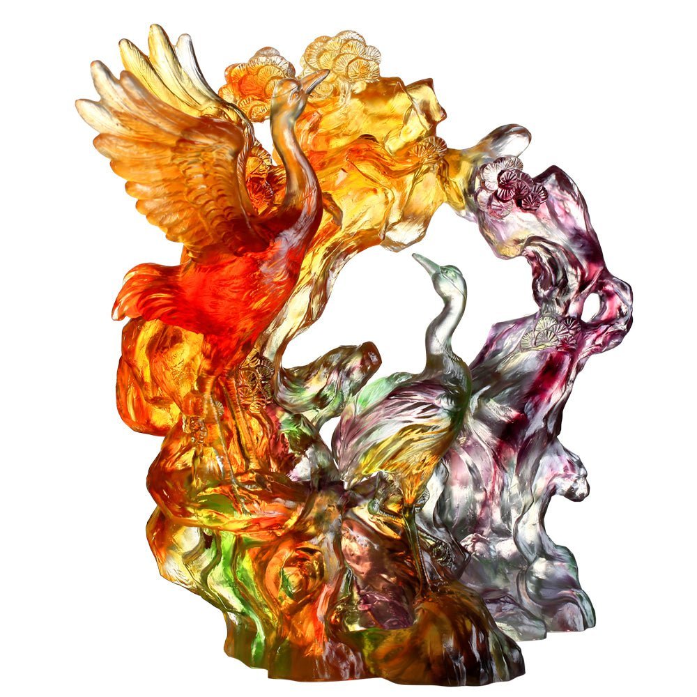 Crystal Bird, Crane, Infinite Eternity (Amber / Purple)