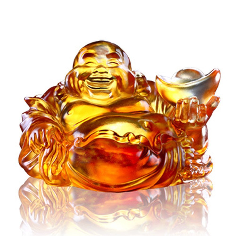Crystal Buddha, Happy Belly Buddha, Come Joy and Fortune (Light Amber)