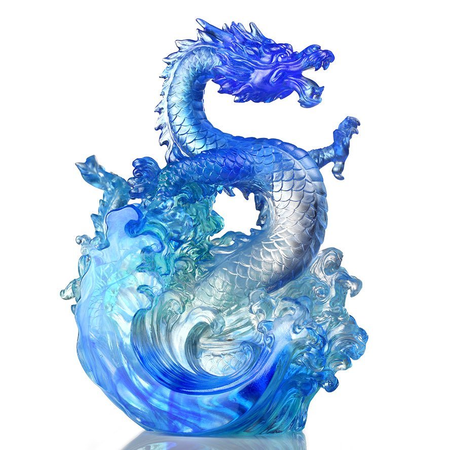 LIULI Crystal Art, Dragon, Ocean Wave, Dragon of Excellence