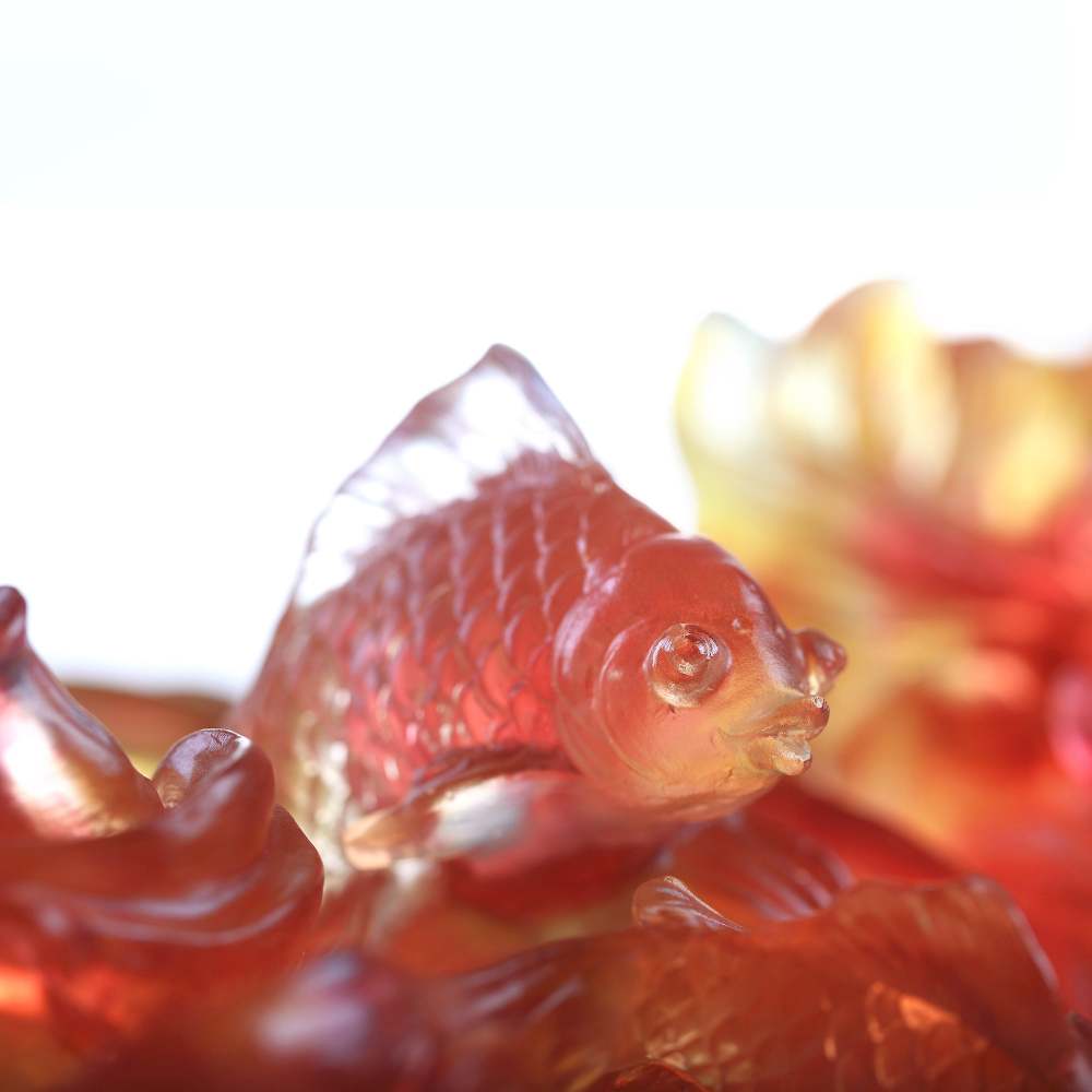 Crystal Fish, Goldfish, Rising New Era, 24k Gold Leaf