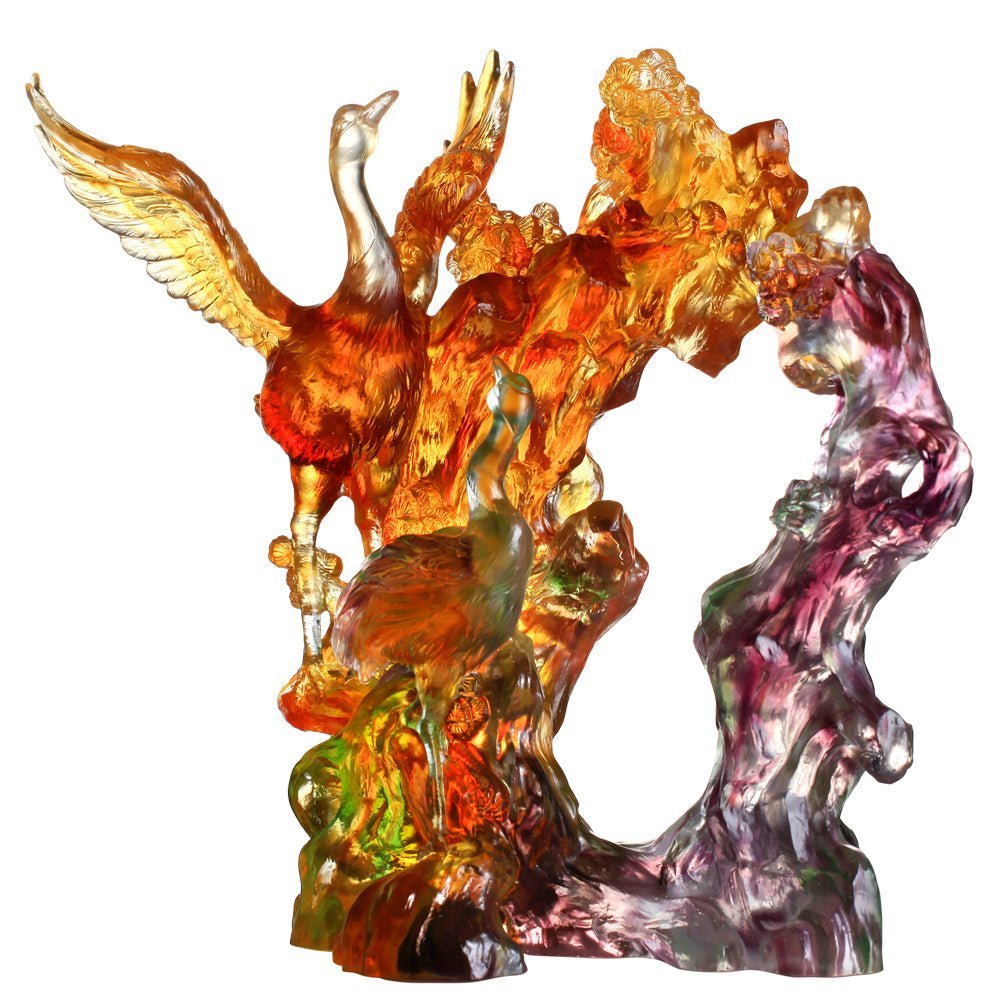 Crystal Bird, Crane, Infinite Eternity (Amber / Purple)