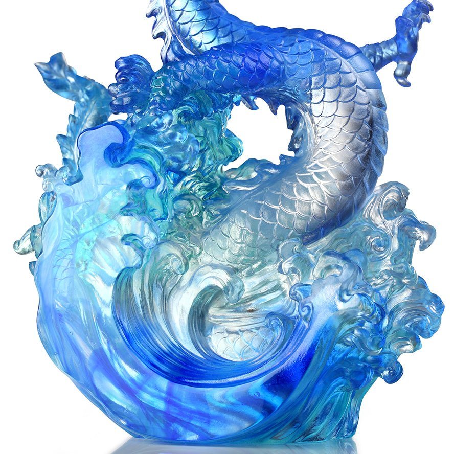 LIULI Crystal Art, Dragon, Ocean Wave, Dragon of Excellence