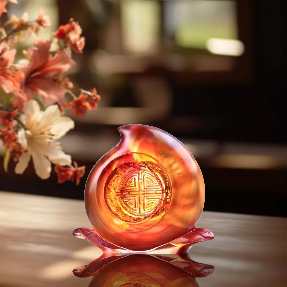 Crystal Peach Figurine, A Good Day, A Good Year, A Good Life