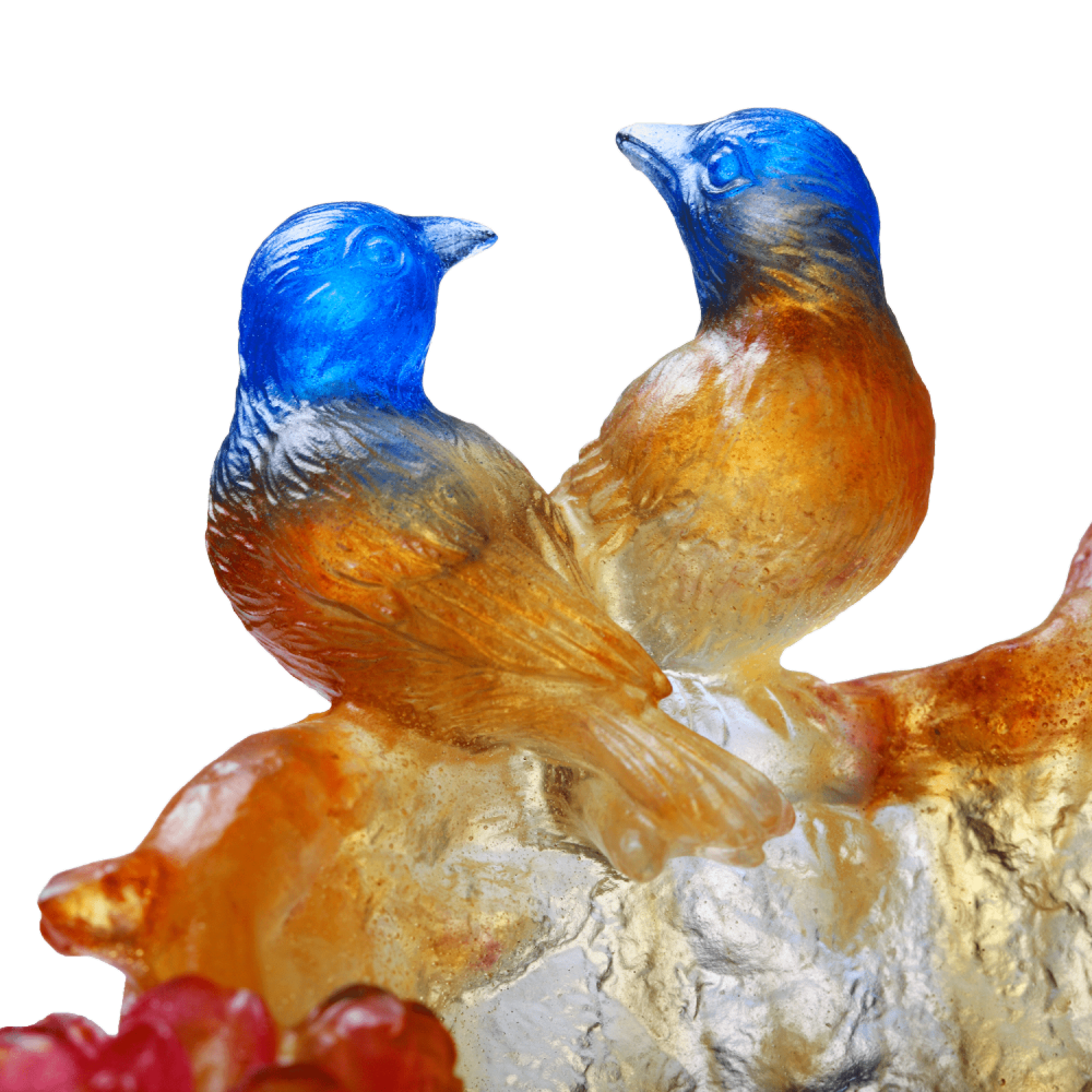 LIULI Crystal Flower, Peach, Mountain in Crimson Bloom