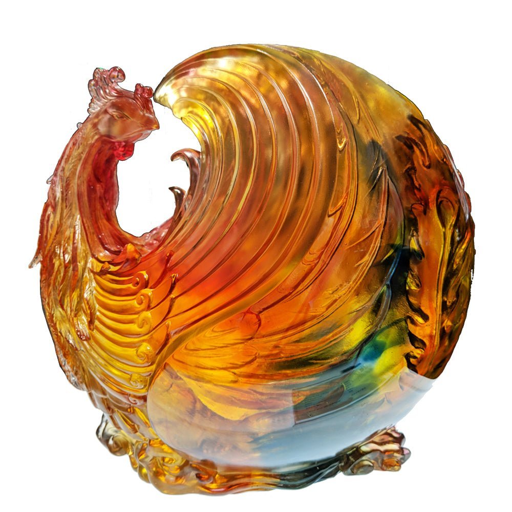 Crystal Mythological Bird, Phoenix, Lifted By Winds, High Above Clouds