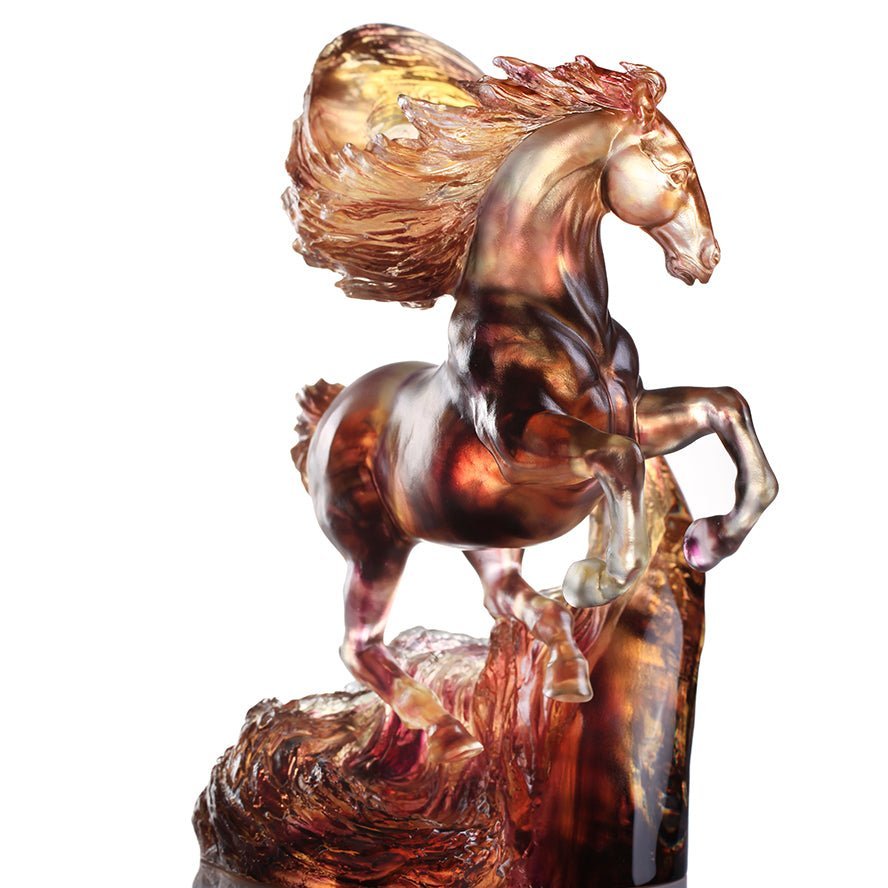 LIULI Crystal Art Horse Sculpture Accomplished (Amber/Purple Clear)