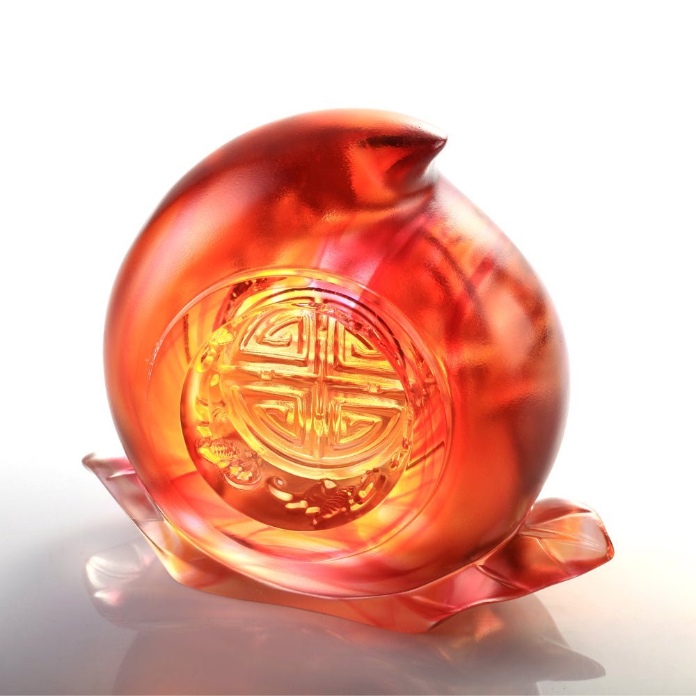 Crystal Peach Figurine, A Good Day, A Good Year, A Good Life