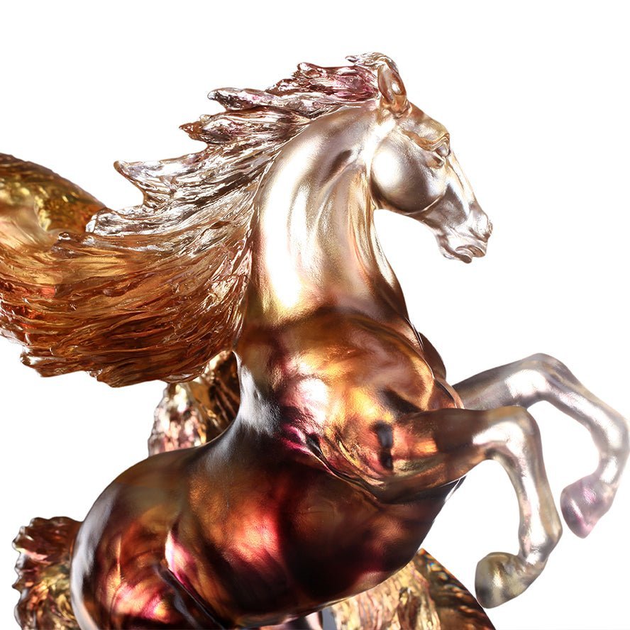 LIULI Crystal Art Horse Sculpture Accomplished (Amber/Purple Clear)
