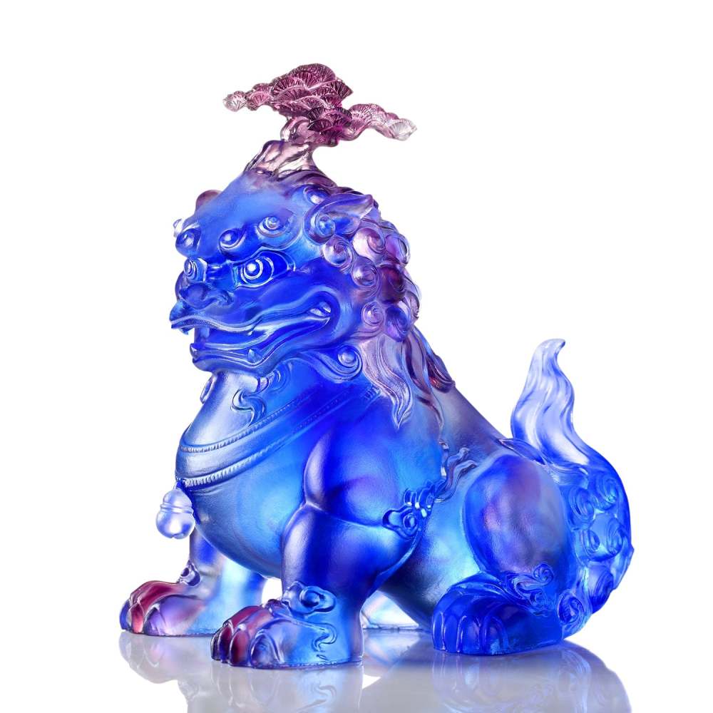 Evergreen Lion, Foo Dog with Evergreen Pine