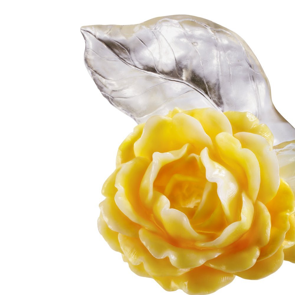LIULI Crystal Flower Camellia Bloom Sculpture Singular Elegance