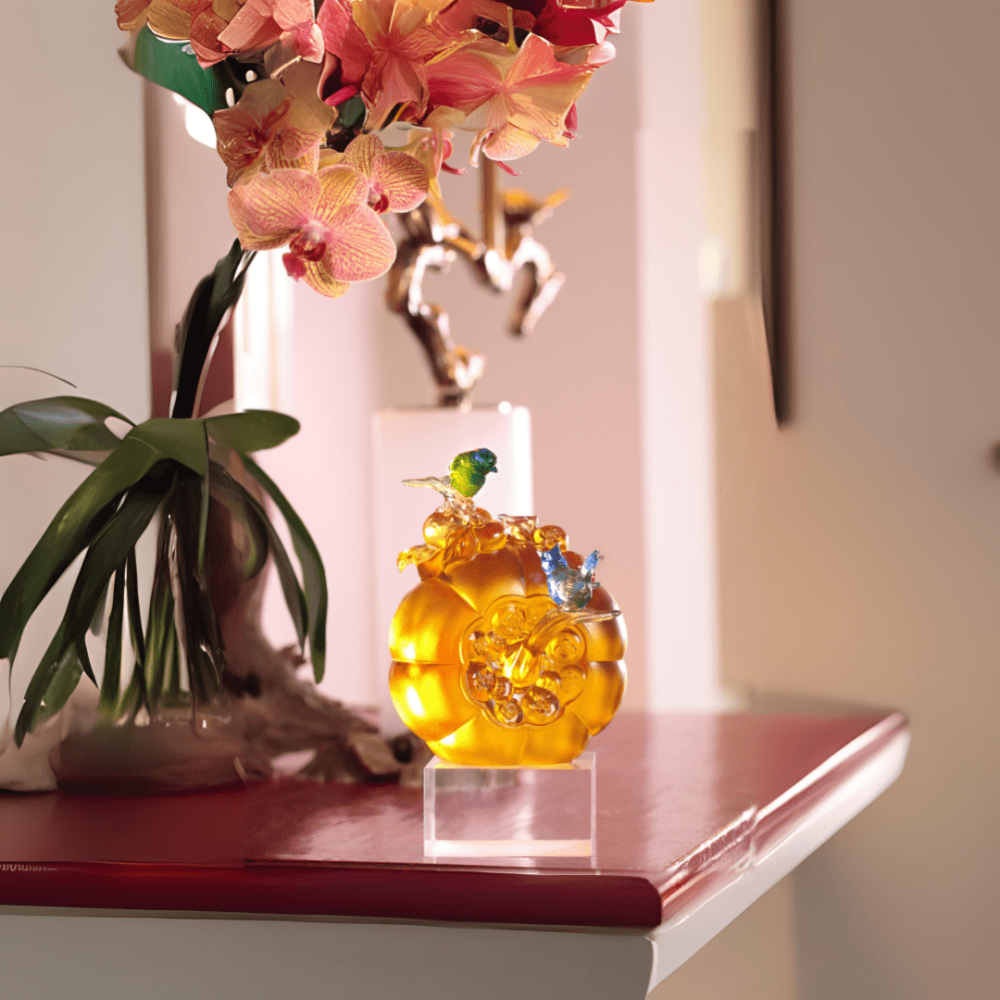 Crystal Floral Vase, Crane, Flight of Legacy