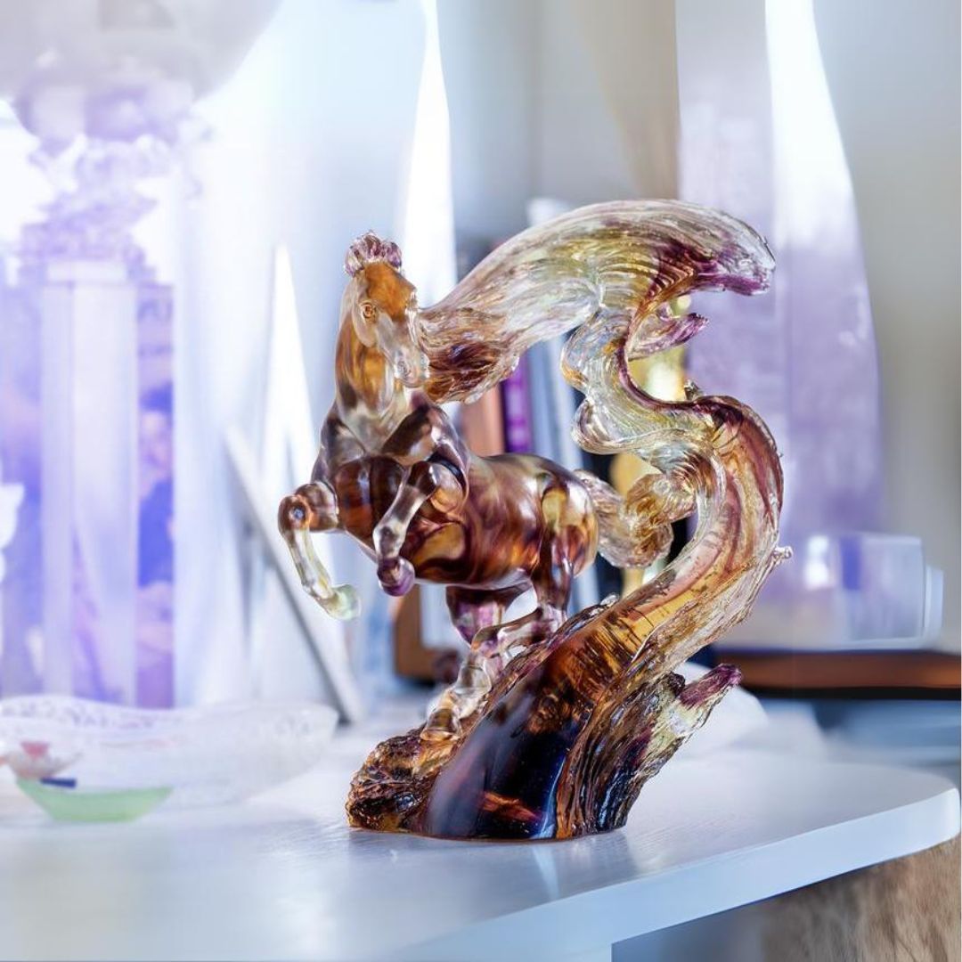 LIULI Crystal Art, Crystal Bird, Peacock, Divine Splendour